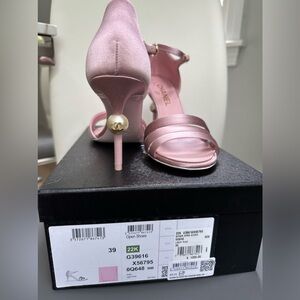 CHANEL Satin Pearl Sandals 39 Light Pink heels